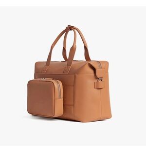 Elegant Tan Vegan Leather Laptop Tech and Travel Metro Duffle Bag